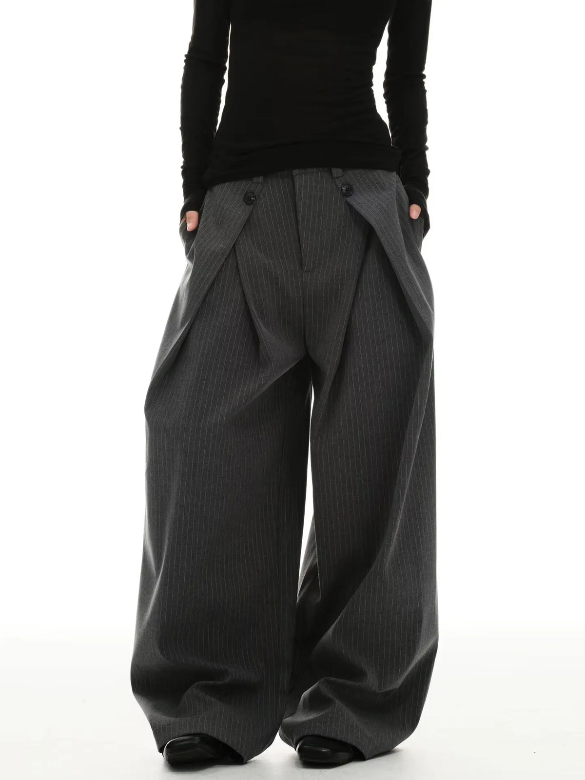2026 New Vintage Pinstripe Suit Pants Loose Wide Leg Slimming Long Pants Casual Commute Trousers For Men And Women