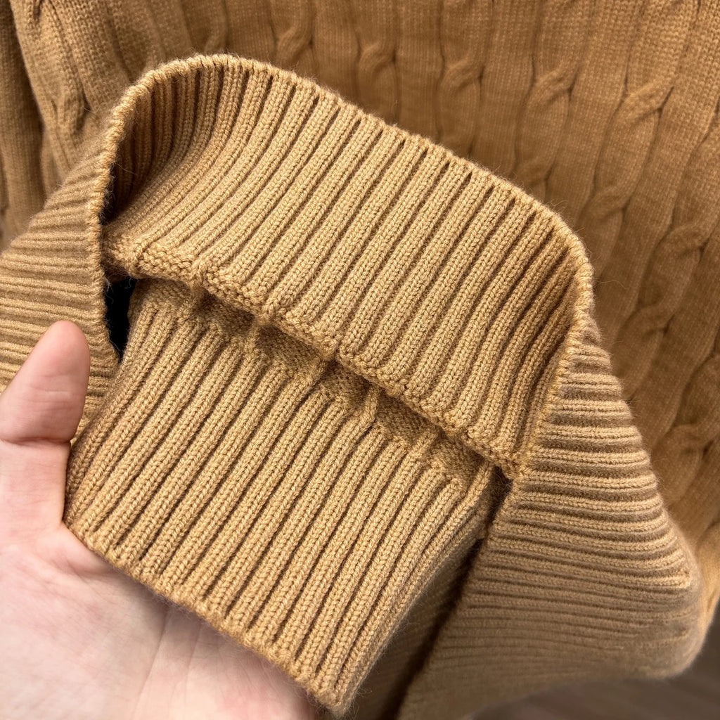 Fashion Half Zipper Sweater Men's Winter Warmth New exquisite jacquard design luxury brand golf pony embroidery knitted pullover