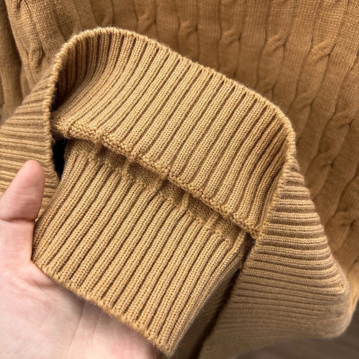 Fashion Half Zipper Sweater Men's Winter Warmth New exquisite jacquard design luxury brand golf pony embroidery knitted pullover
