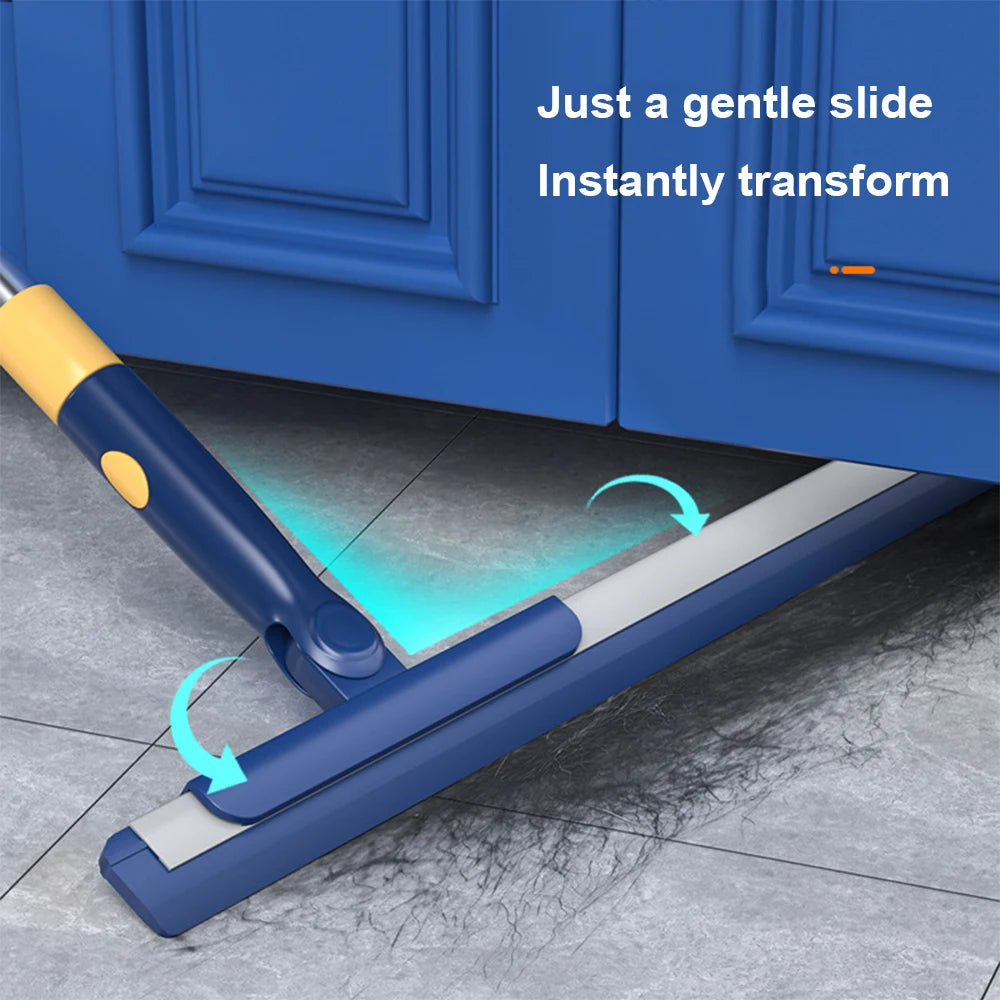 Portable Retractable Scraper Mop for Deep Cleaning Without Leaving Marks Replaceable Rubber Strips for Bathroom Kitchen Etc