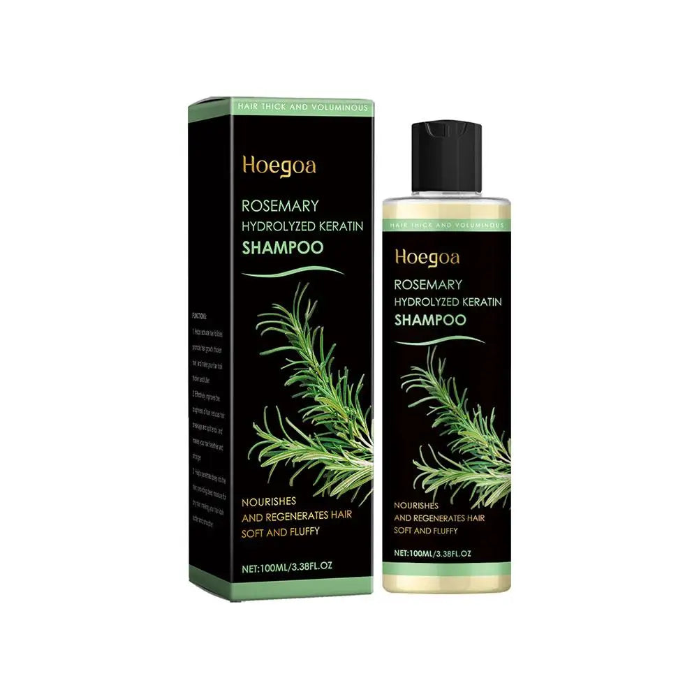 Hoegoa Rosemary Hydrolyzed Keratin Thickening Shampoo 100ml,Nourishing Volumizing Hair Regrowth Treatment for Thinning Hair
