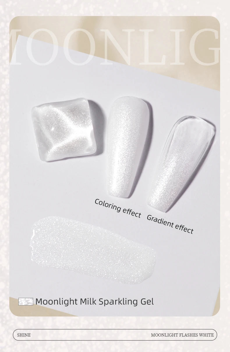 RSNAIL Milky White Nail Gel Polish Sparkling Moonlight Flash Gel Polish High Gloss Sparkling White Summer SoakOff UV LED Varnish