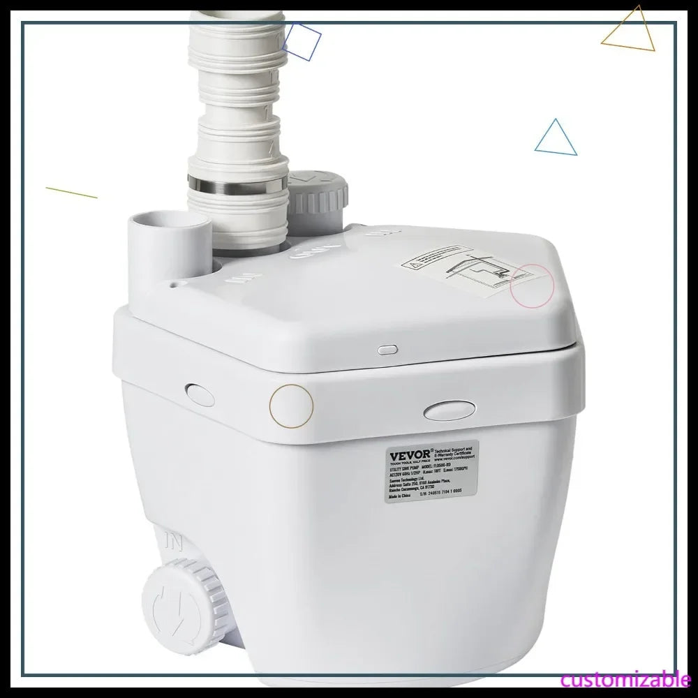 1/3 HP 120V 1750 GPH Sump Pump System, 18 ft Head, Under-Sink Drain Pump for Laundry/Basement, White
