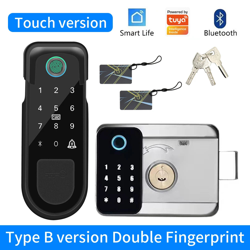 Support Tuya app Bluetooth app fingerprint intelligent door lock password RFID card wheel rim bolt lock electronic door lock