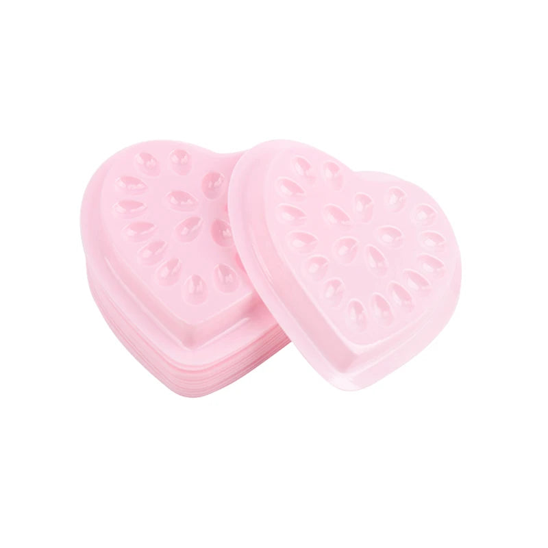 100 pcs Disposable Pvc Heart Shape Flower Holder Sticker Lash Glue Adhesive Pallet For Women Eyelash Extension Makeup Tools