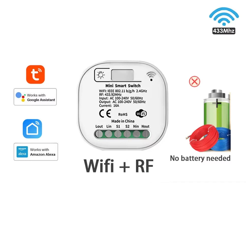TUYA wifi RF433 Self Powered Wireless Switch Without Battery Remote Control waterproof home Wall panel Light Switch AC110V 220V