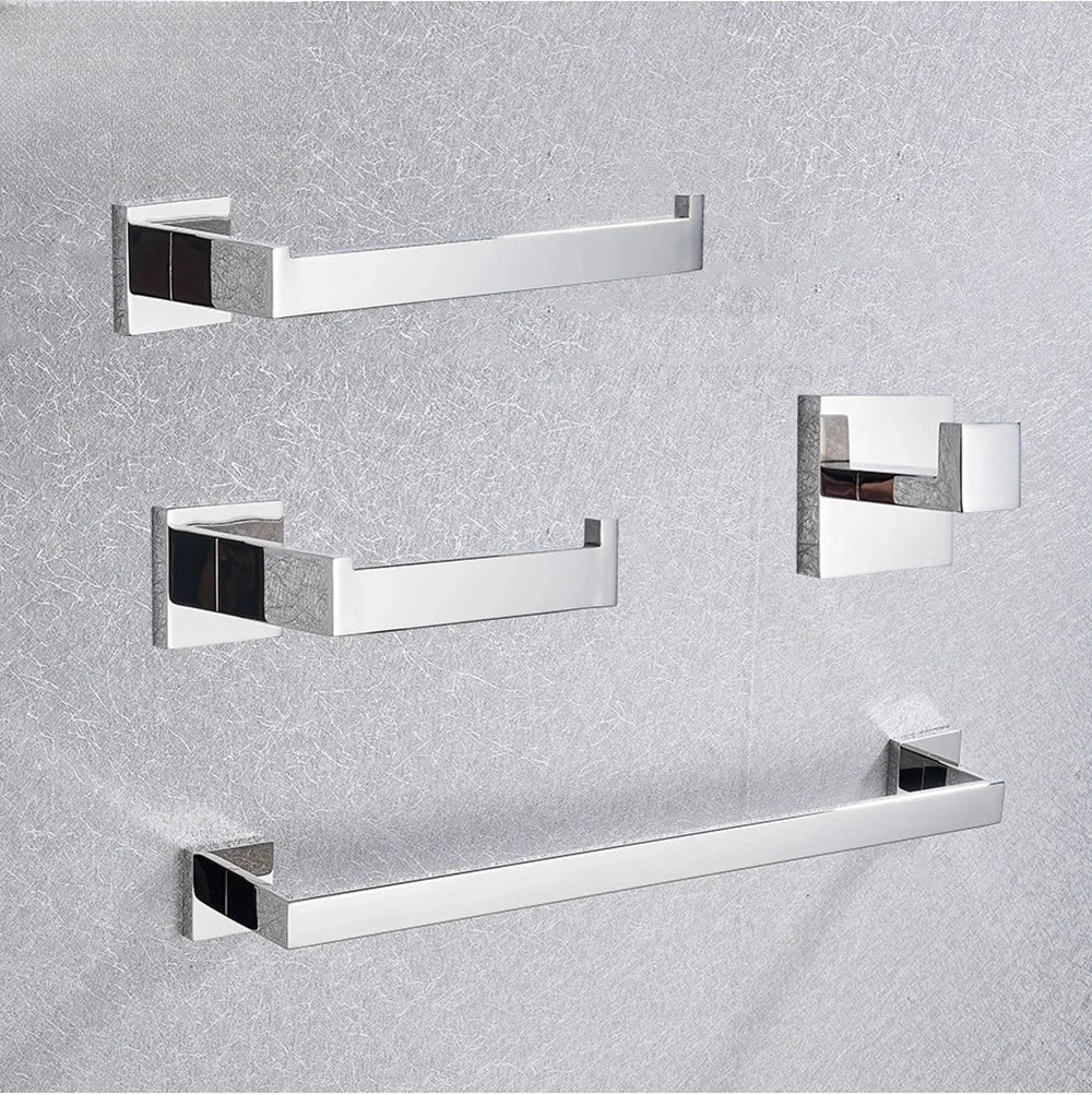 Stainless Steel Chrome Bath Hardware Set toilet accessories Chrome Towel Rack Toilet Paper Holder Towel Bar Bathroom Accessories