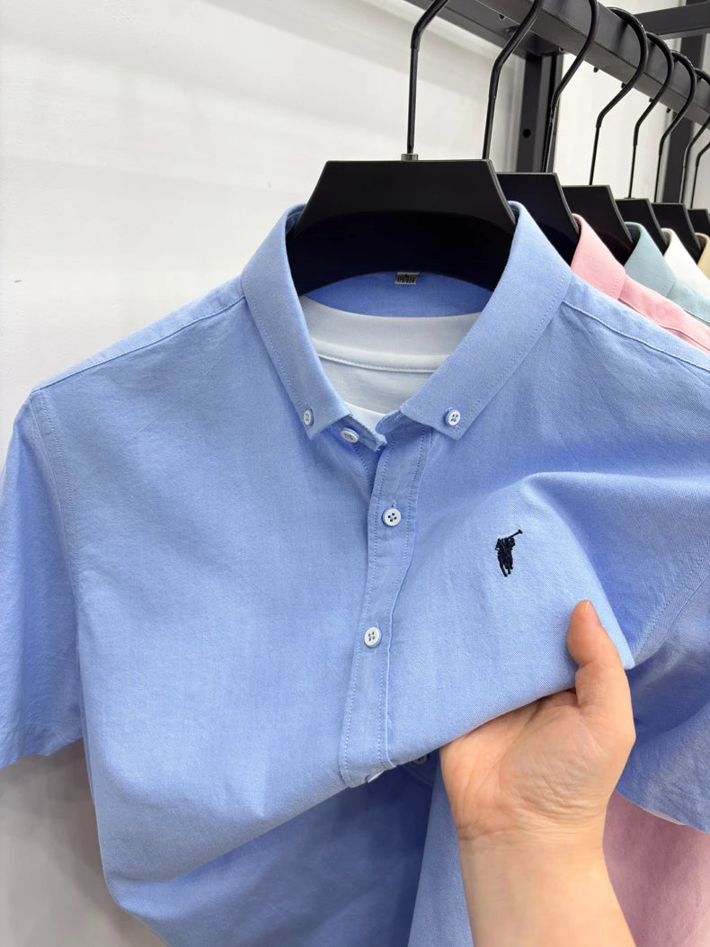 100% cotton short sleeve shirt summer classic solid color luxury brand Paul embroidery fashion business golf casual men's wear