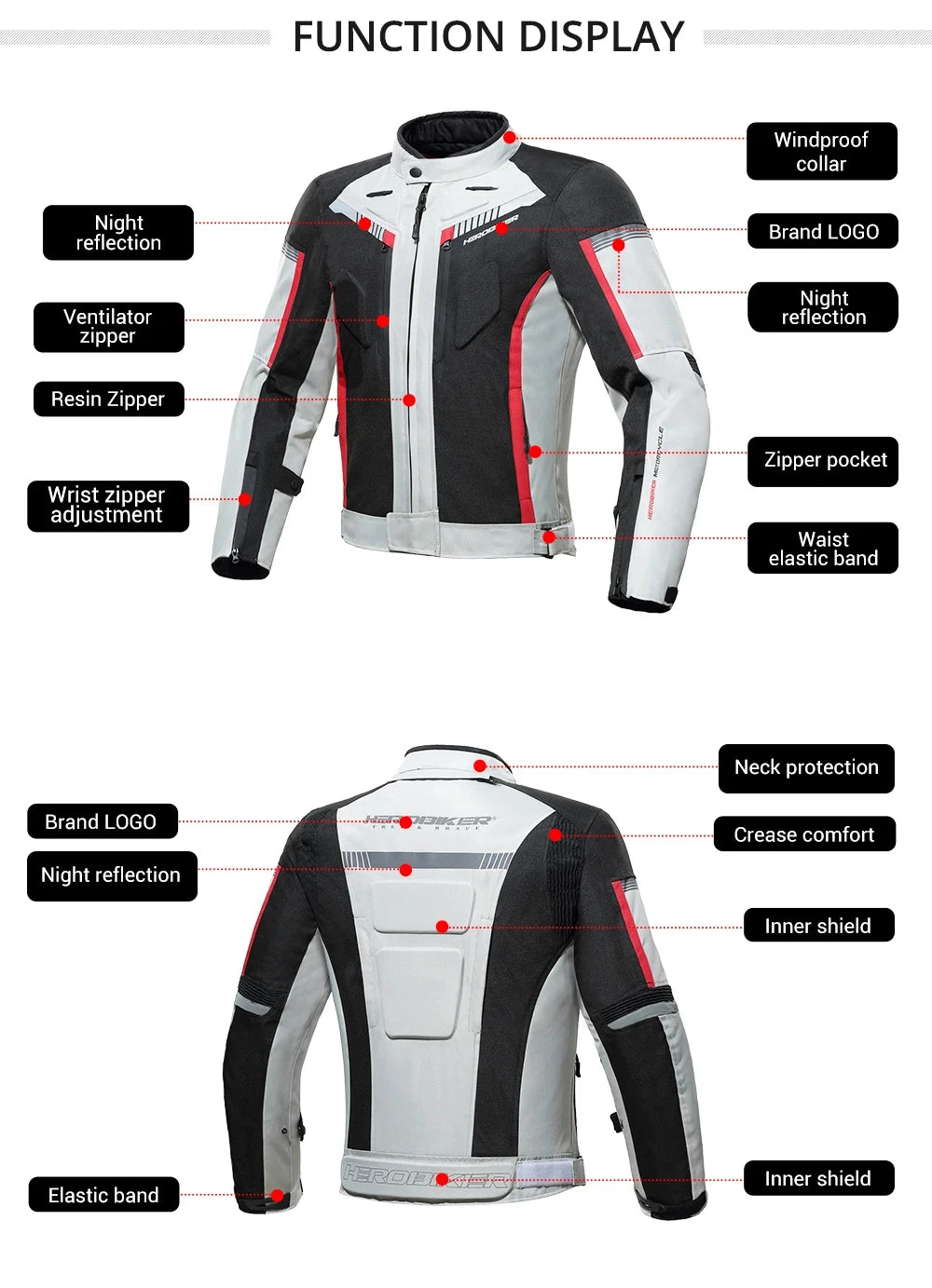 Men Motorcycle Jacket Waterproof Four Season Motorbike Overcoat Pants Reflective Riding Jackets Windproof Suits Removable Lining