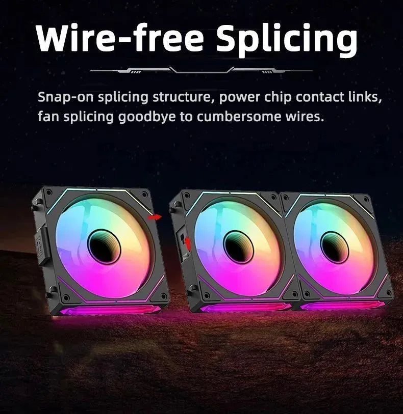 LDPCSJ DL-1 120mm Magic Cableless Daisy Chain PC Case Fan 4PIN PWM 800-2000RPM Hydro Dynamic Bearing Silent Cooling Fan 5V 3Pin Addressable ARGB Light Sync Radiator Fan for Gaming Desktop CPU Liquid Water Cooling Custom PC Mo