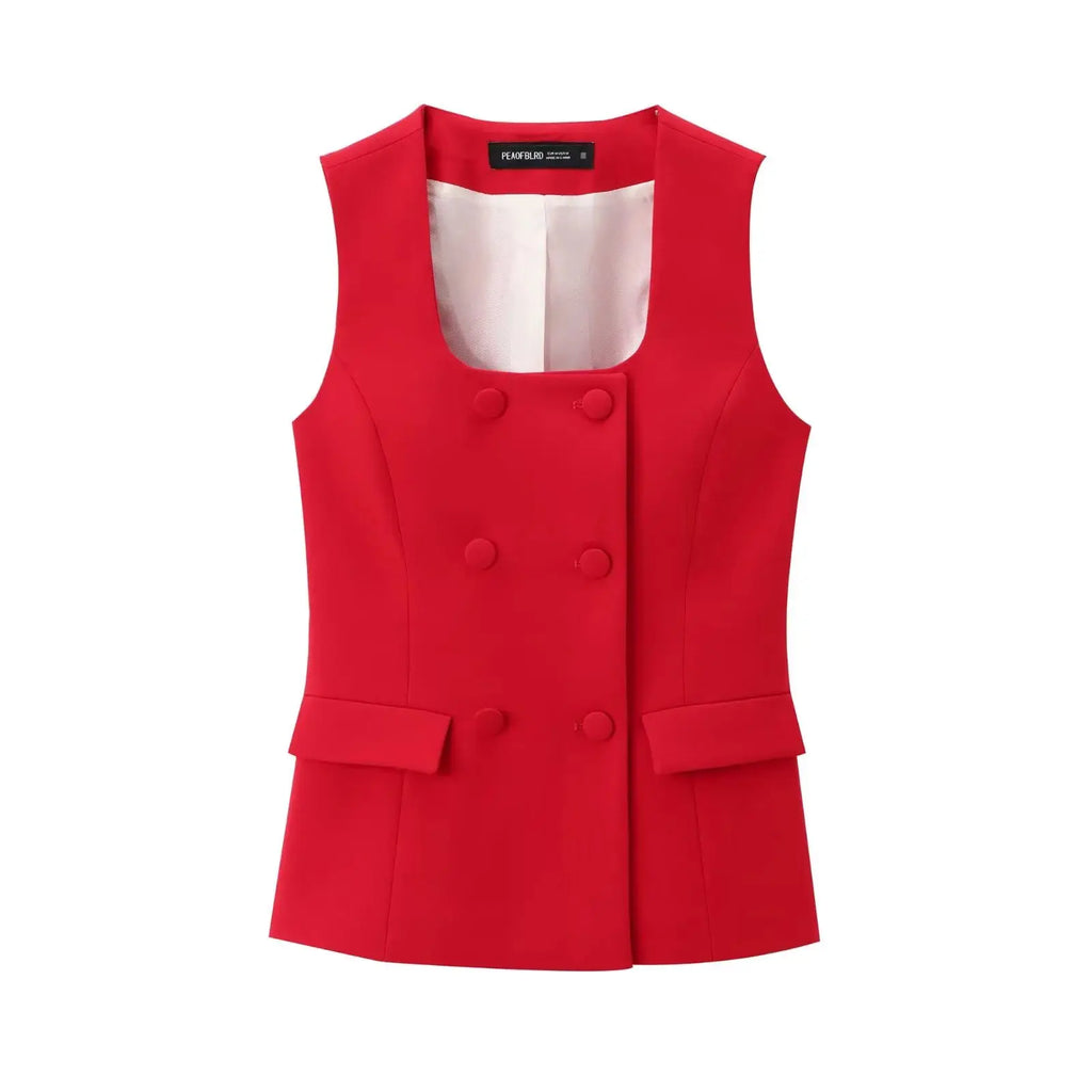 Women 2 Pieces Sets New Fashion Office Vest Top+Split Straight Leg Pants Women's Suit Formal Two Piece Set Women Outfit