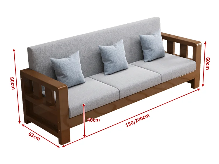 Solid wood sofa new simple small apartment wooden sofa new Chinese winter and summer dual-use