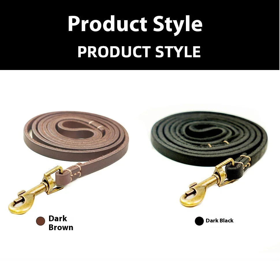 2025 New Top Grain Leather Dog Leash Genuine Cowhide Traction Rope Durable Pet Tether for Small to Medium Sized Pets