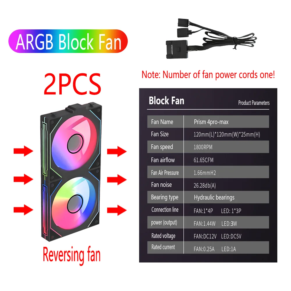 PC Case Fan 120mm ARGB Mirror Cycling Lighting Effect CPU Cooling Fan 4-Pin PWM 58.36CFM Fan for Computer Water Cooling