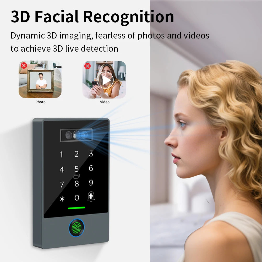 TTLOCK Home Security Visual Intercom Face Recognition Fingerprint WiFi Intelligent 13.5Hz Waterproof IP67 Access Control