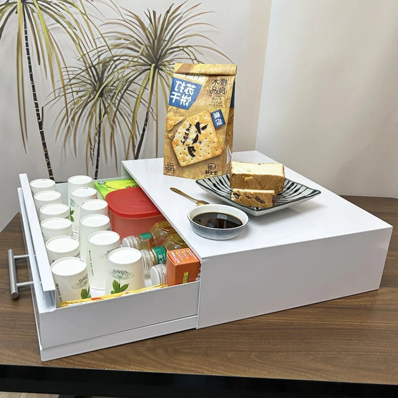Pull-Out Kitchen Organizer Drawer Microwave Shelf with Extendable Board Countertop Oven Storage Rack Space-Saving Prep Station