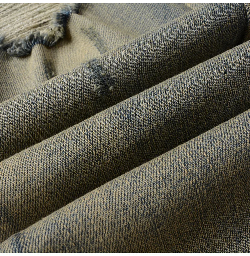 2026 New Men's Fashion Snake Embroidery Denim Jeans Vintage Blue Snakeskin Leather Patch Stretch Pants Skinny Tapered Trousers