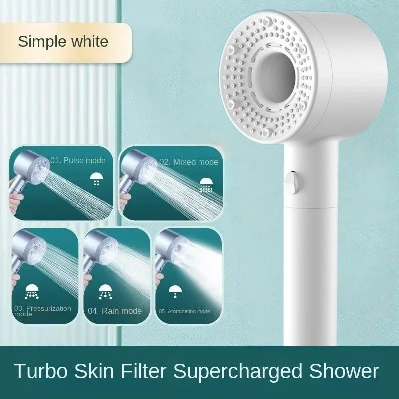 5 Mode Adjustable Shower Head Rainfall Shower Large Flow Showerhead High Pressure Water Saving Shower Mixer Bathroom Accessories