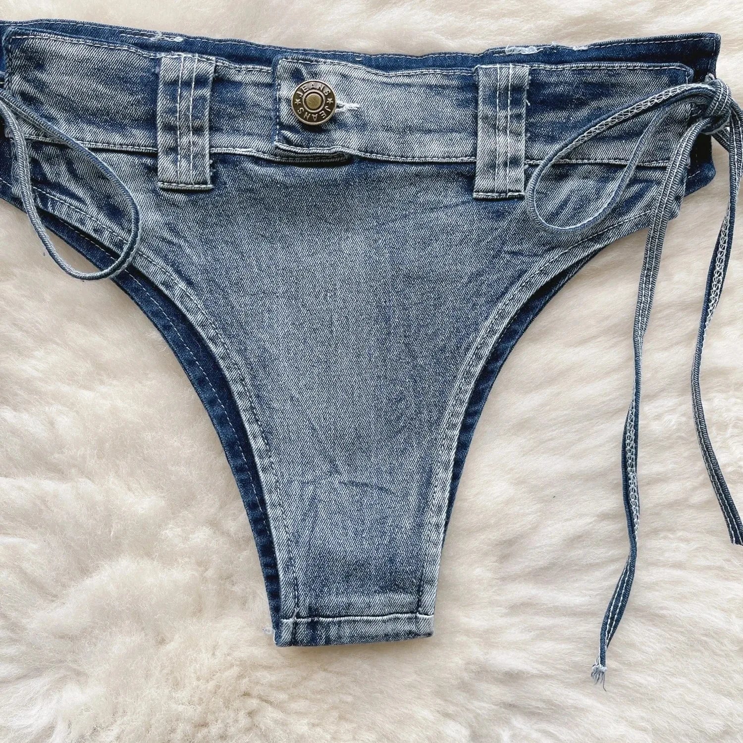 Retro Women Bikini Denim Suits Summer Halter Camis Mini Short Pant Fashion Vacation Suits Sexy Comfortable