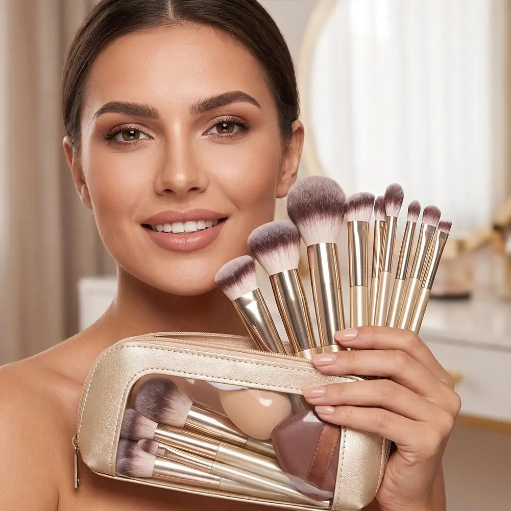 13Pcs Professional Makeup Brush Set Foundation Concealer Powder Eyeshadow Blush Kabuki Blending Full Face Beauty Tool