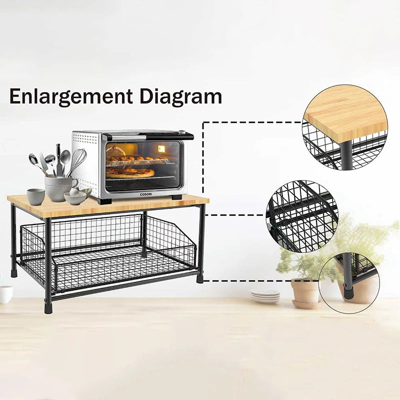 Kitchen Countertop Organizer – Multi-Use Shelf for Microwave, Spices, Coffee Machine & Printer
