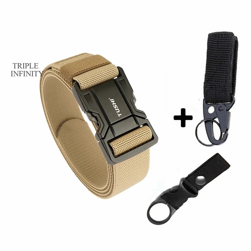 Quick Release Military Tactical Belts With Metal Buckle Durable Elastic Waist Belt Men Outdoor Training Stretch Strap For Pants