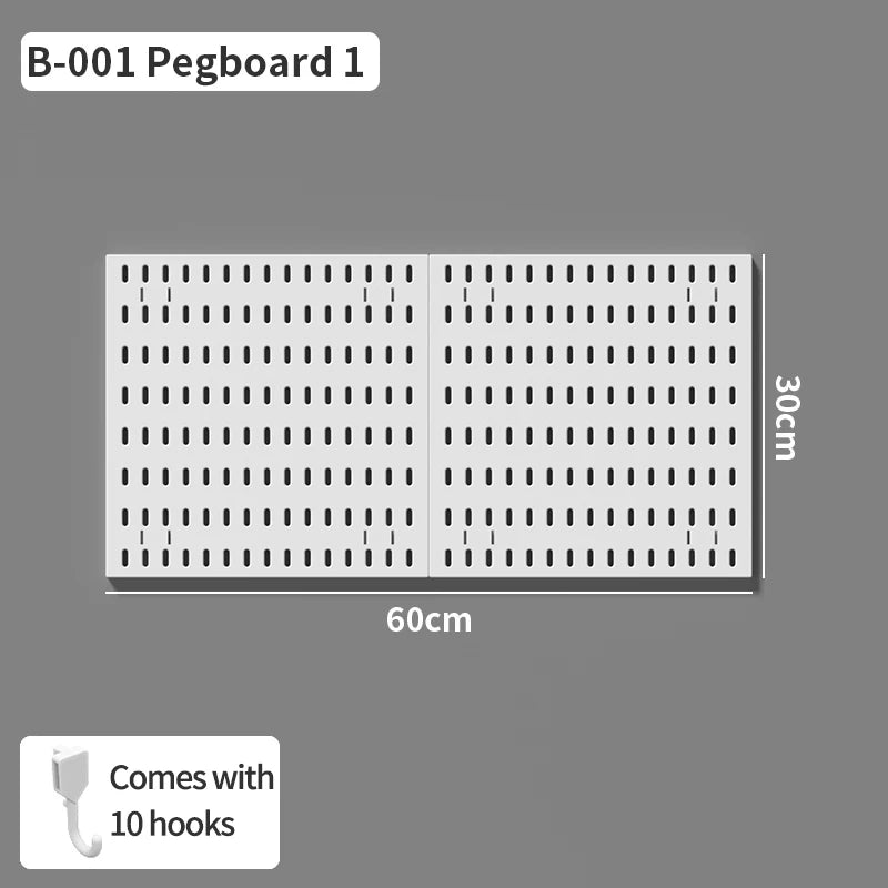 Study Room Pegboard with Shelves Tool Free Wall Grid Scratch Proof Easy to Install for Computer Desk Accessories
