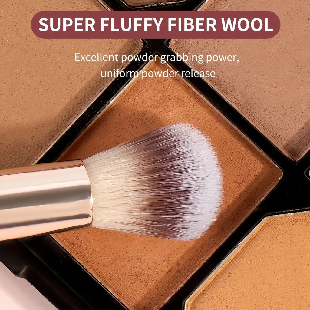 Large Dual-Ended Makeup Brush Set 6 Pcs Ultra-Soft Synthetic Foundation Blush Contour Powder Brushes, Professional Travel Makeup