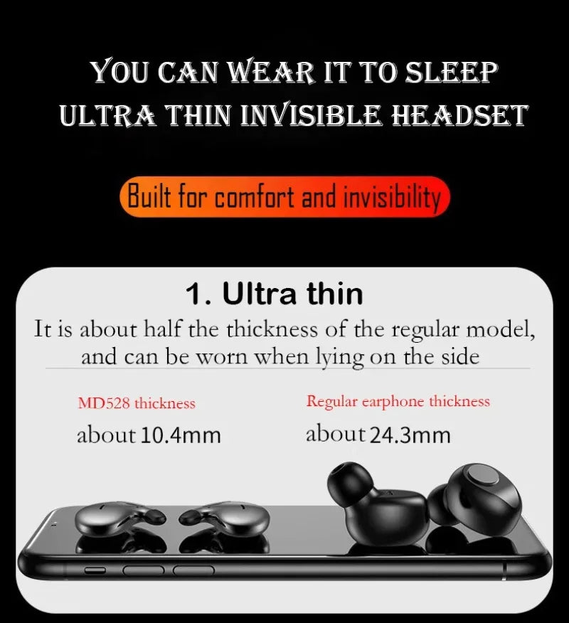 Lightweight Invisible Sleep Earphones Ultra-Thin Ergonomic Fit Side-Sleep Friendly Cloud-Like Comfort Clear Mic With Mic