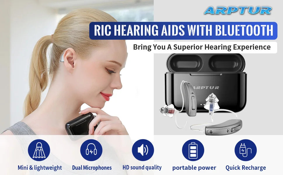 Hearing Aids for Seniors for Rechargeable Noise Cancelling APP Control Self-Fitting Wireless Music Stream Hand-free