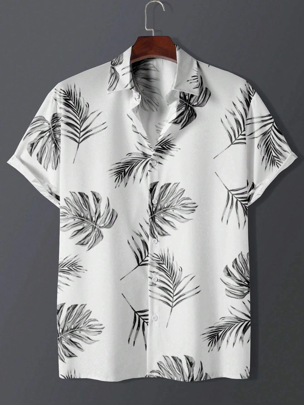 Men's Hawaiian Botanical Flower Print Men's and Women's Short-Sleeve Shirts Men's Lapel Seaside Button-Down Casual Men's Shirts