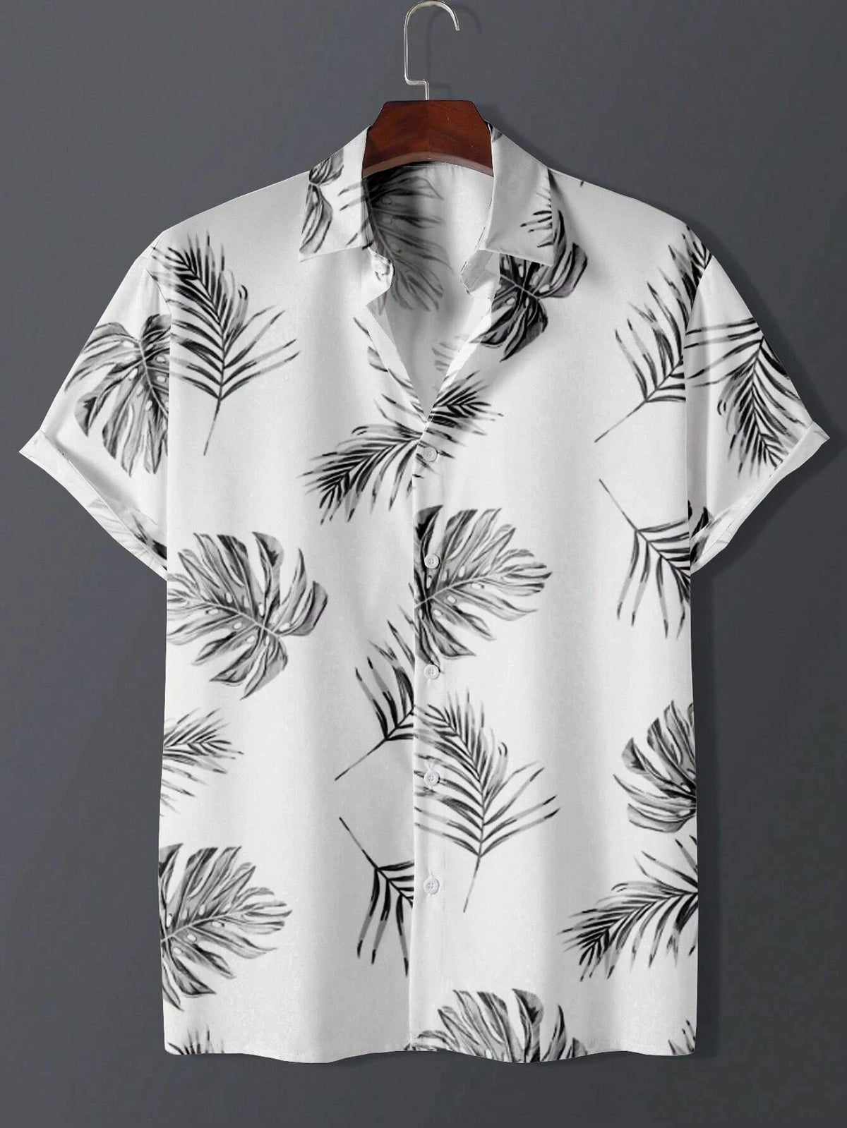 Men's Hawaiian Botanical Flower Print Men's and Women's Short-Sleeve Shirts Men's Lapel Seaside Button-Down Casual Men's Shirts