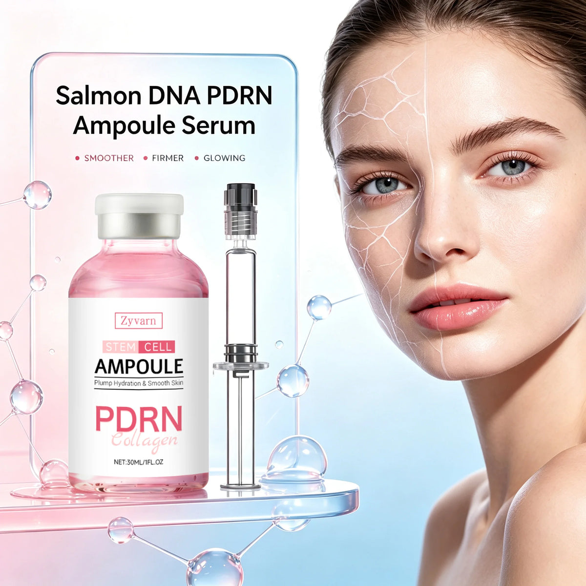 PDRN Salmon DNA Ampoule Serum Hydrolyzed Collagen Stem Cell Skin Booster Plumping Anti Wrinkle Glass Skin Repair Serum