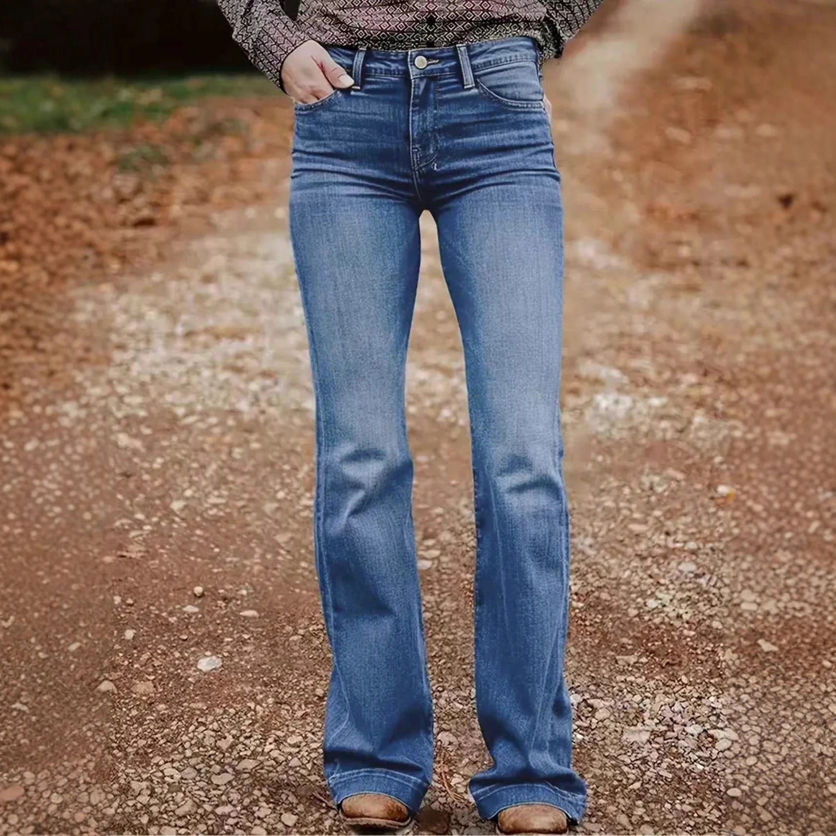 Denim Pants Women Solid Spliced Jeans Slim Fit Streetwear Pockets Floor Length Trousers Distressed Skinny Lady Elegant Autumn