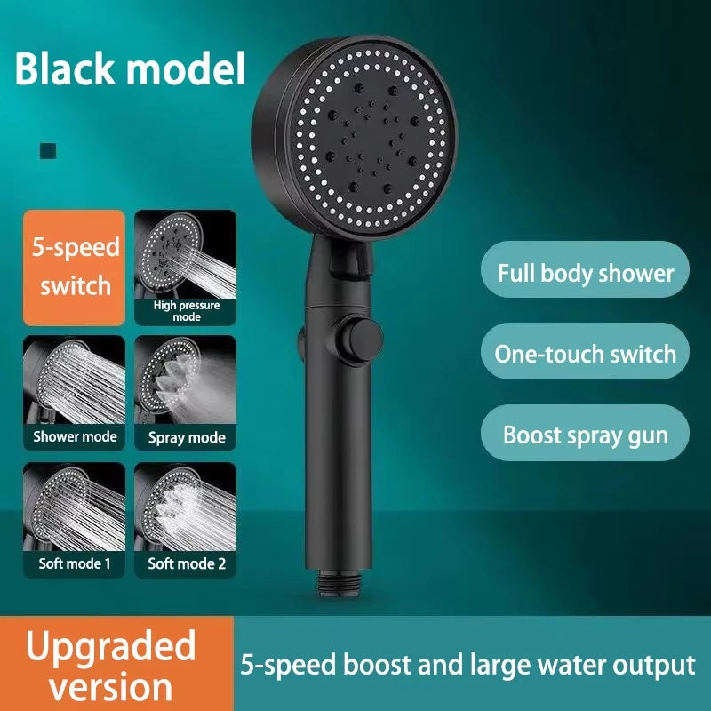 Shower Head 5 Modes Water Saving Adjustable High Pressure Showerhead Handheld Spray Hangable Bathroom Accessories 2026