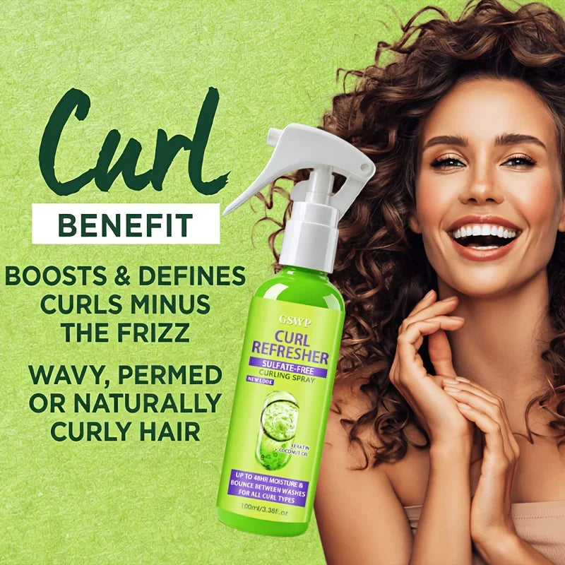 GSWP CURL REFRESHER SPRAY, Up to 48 Hours of Moisture and Bounce. Suitable for All Types of Curly Hair and Styling. 100ml/200ml