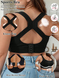 Women's Sports Bra Plus Size Back Closure High Impact Workout Sport Cross Top Breath Lingerie Gym Push Up Bra Seamless Running
