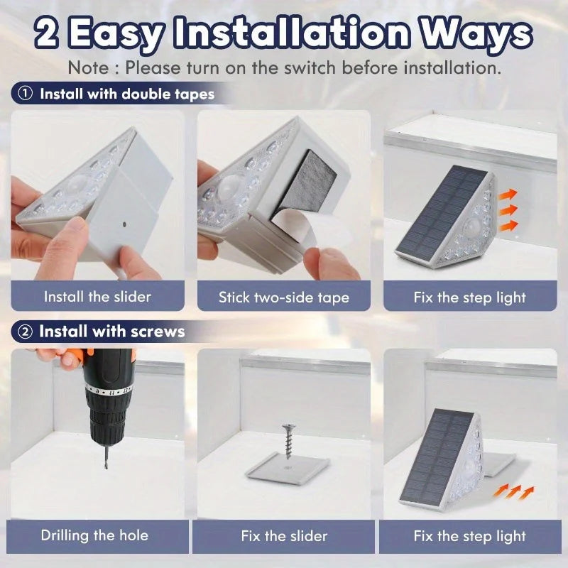 Solar Step Lights Outside 10 LEDs Solar Stair Lights Outdoor Waterproof Security Wall Motion Sensor Lamp For Garden Stair Patio