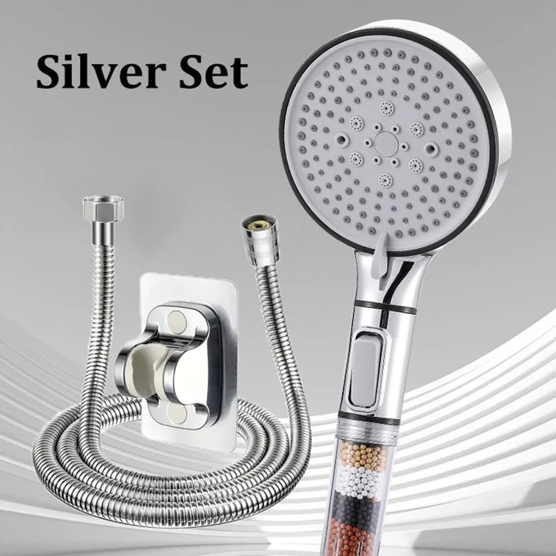 Filter Spray Five-speed Booster Large Panel Shower Head Home Shower Bath Handheld Shower Head Plus Hose Set