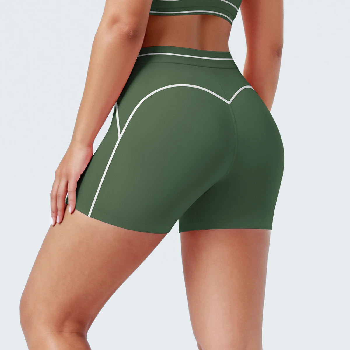 High Waist Stripe Fitness Yoga Shorts for Woman's Quick-Dry Breathable Hip-lifting Summer Gym Running Color Blocking Yoga Shorts
