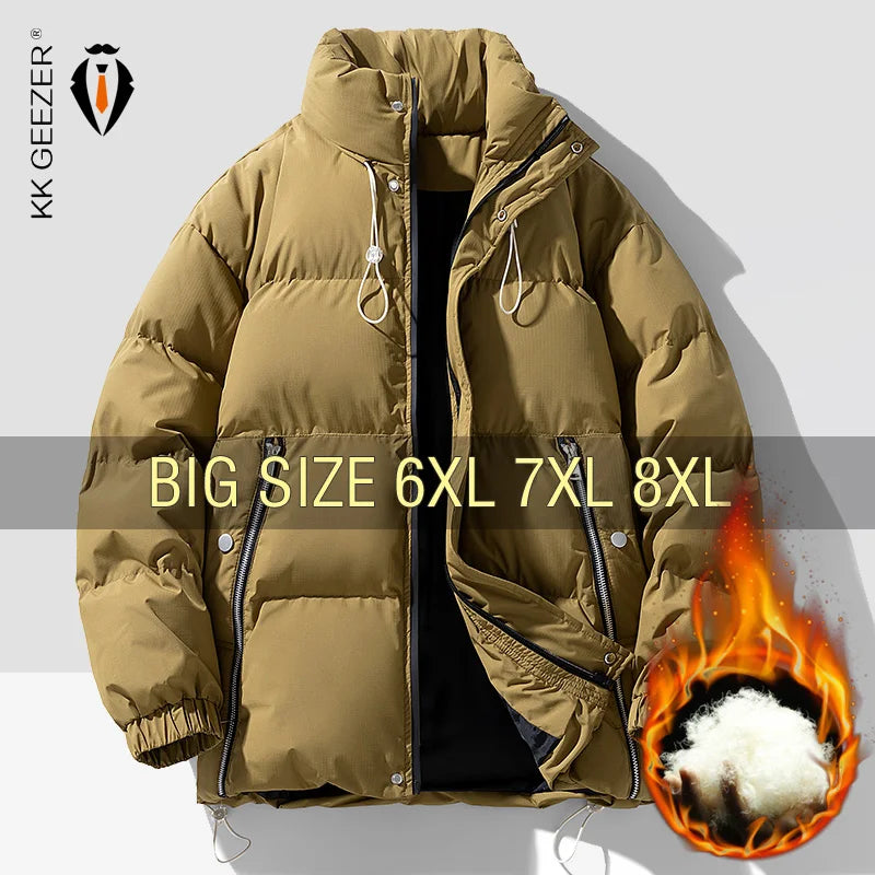 Winter Jackets Men Coats Thick Warm Windbreaker Plus Size 6XL 7XL 8XL Oversize Cotton Black Big Pocket Autumn Waterproof Loose
