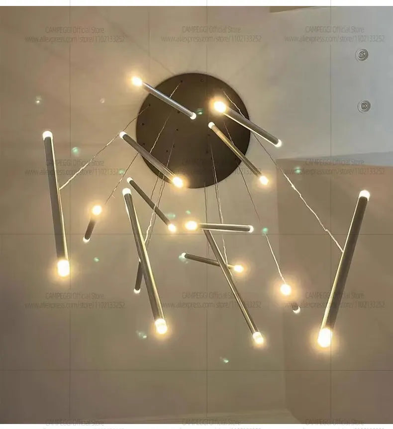 Modern Chandelier Luster Lights For Stair Hall Dining Living Room Duplex Building Indoor Lighting Fixture Staircase Chandelier