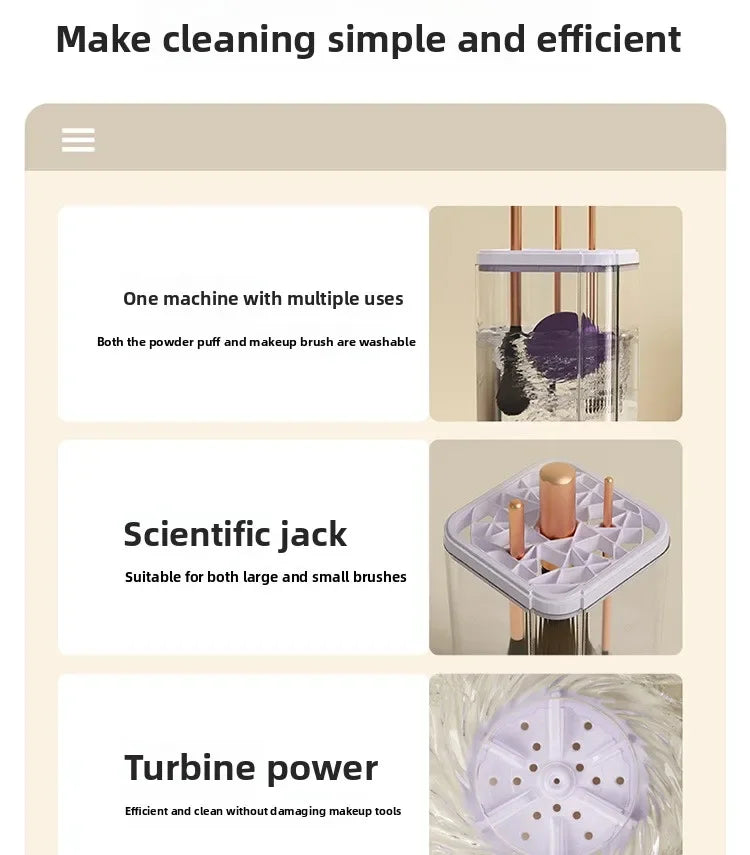 Portable Automatic Makeup Brush Cleaner Household Deep Puff Cleaning Machine Quick Cleaning of Various Beauty Tools