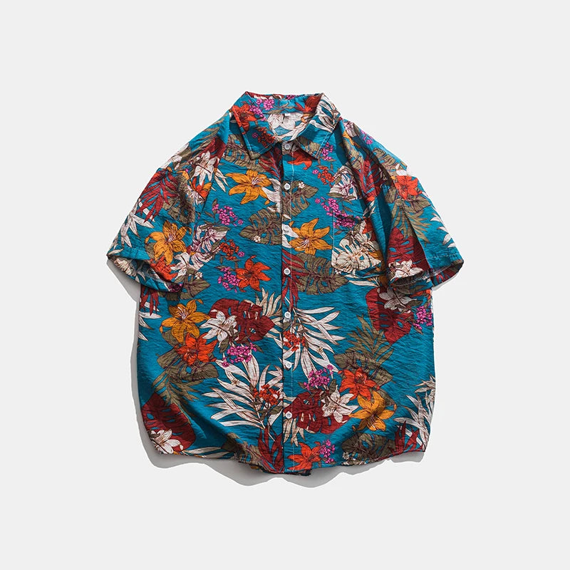 Legible Summer Casual Short Sleeve Shirts Men Floral Shirts Male Flower Loose Hawaiian Shirts Man