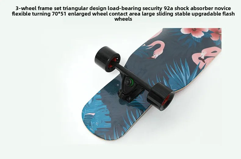 Longboard Beginner Boys and Girls Adult Professional Double Dancing Board 44in Teen Maple Quad