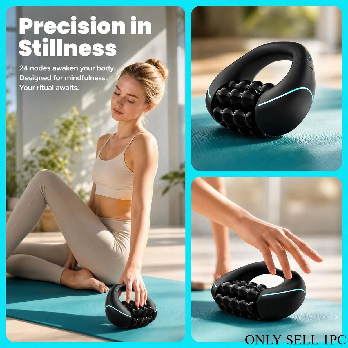 Ergonomic Handheld Electric Massage Roller 3 Speed Vibration Massager Lightweight Tool for Neck Back Shoulder Leg Home Travel
