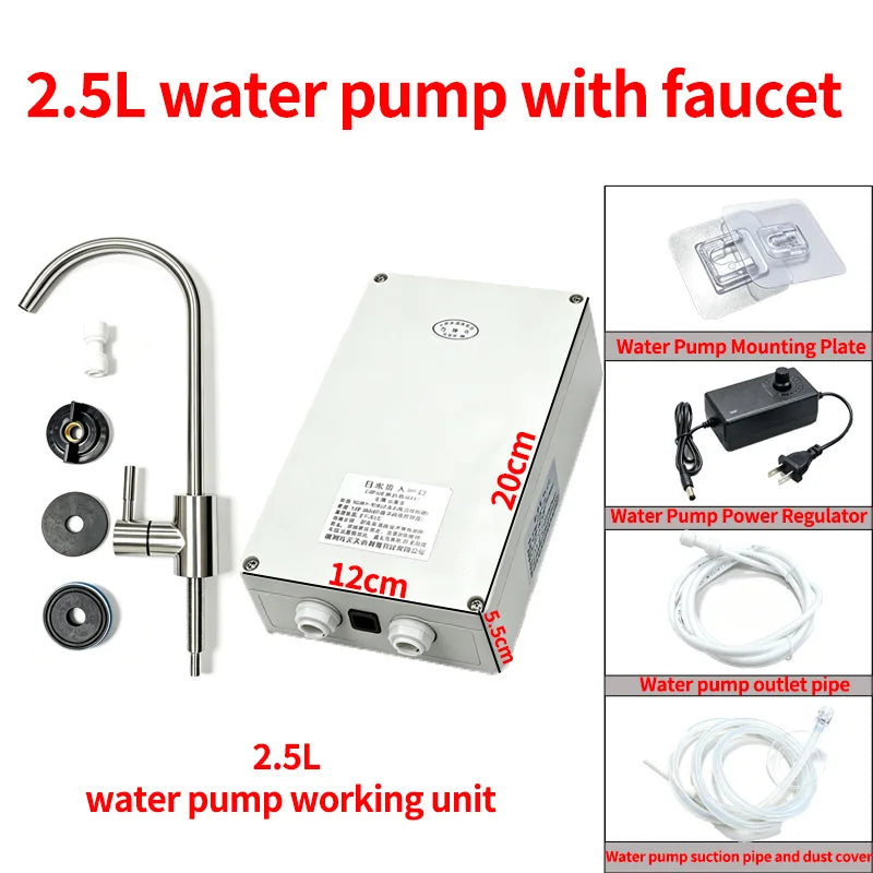 12V Electric Water Pump Automatic Suction Pump Faucet Outdoor Camping RV Kitchen 1.5-2.5 L/min