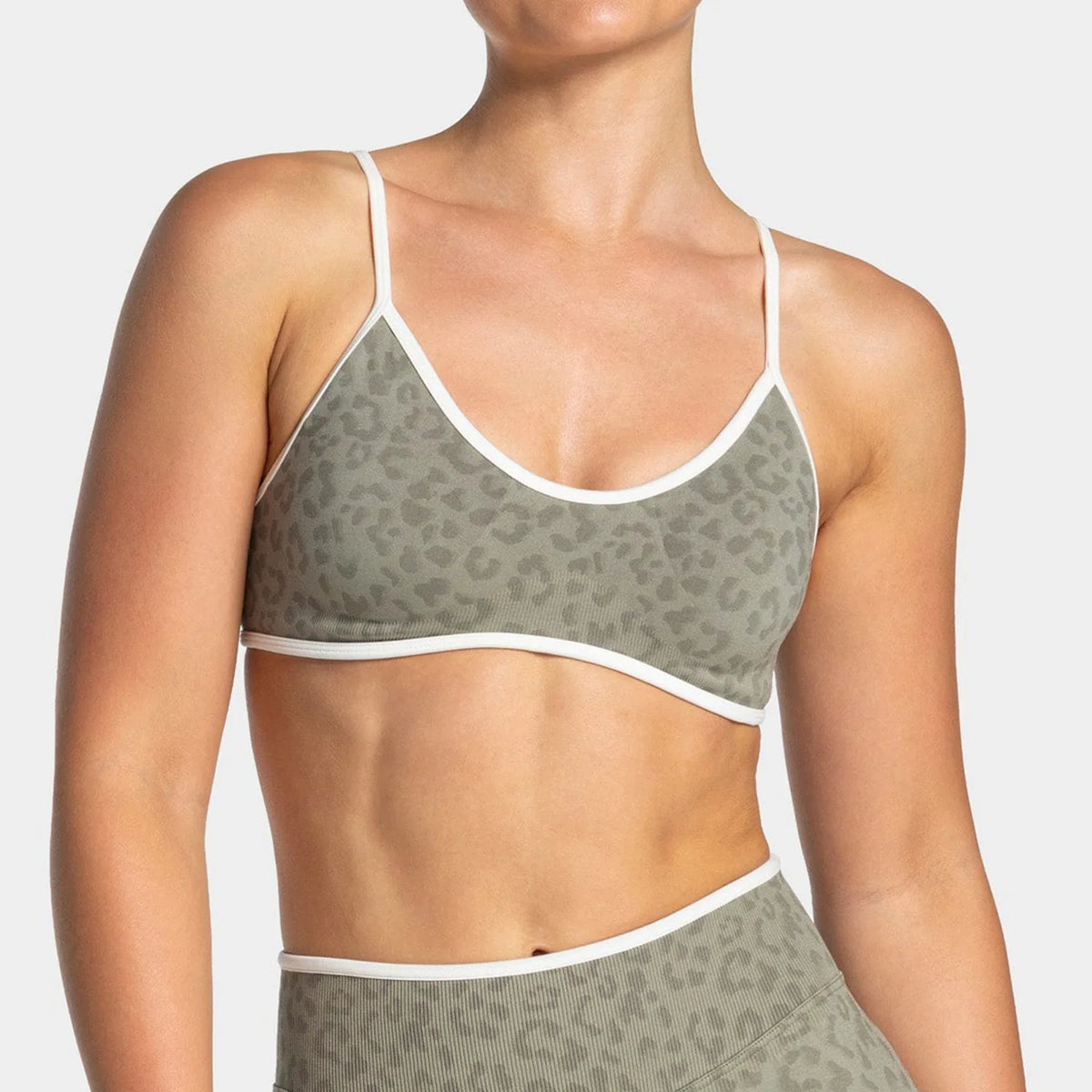 NO LOGO Women leopard print yoga fitness suit, contrasting edge sports bra high waisted leggings running cycling headband