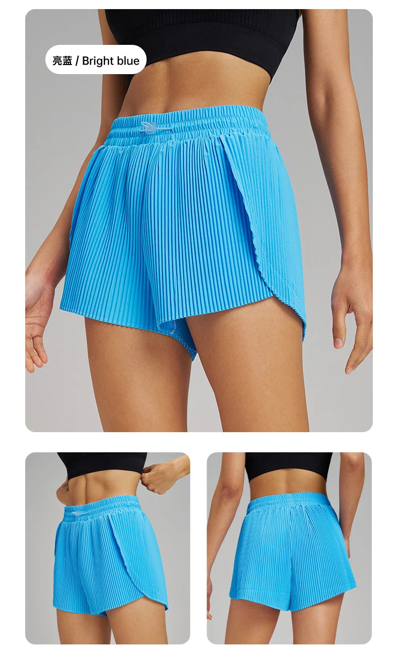 Fitness Sports Pants Women's High Waist Quick Dry Shorts Skirt Design Inner Lining Outdoor Running Shorts with Hidden Pocket