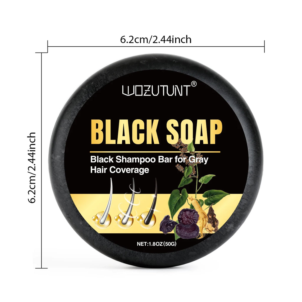 Natural Black Hair Shampoo Soap Ganoderma Polygonum Multiflorum Nourishing Gradually Repairing Gray Hair Herbal Hair Growth Soap